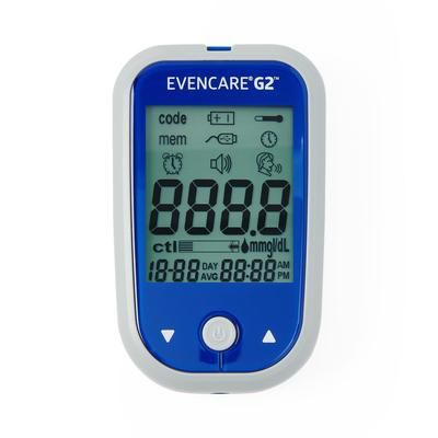 Medline EvenCare G2 Blood Glucose Monitoring Meter with Voice Guidance Starter Kit with Lancing Device, 10 Lancets, 10 Test Strips, User's Guide, Log