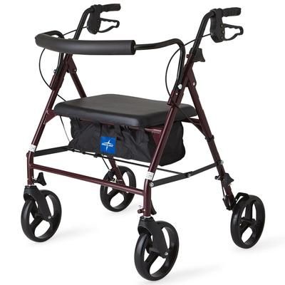 Medline Heavy-Duty Steel Bariatric Rollator with 8" Wheels, Burgundy, 1 EA (MDS86800XWS)