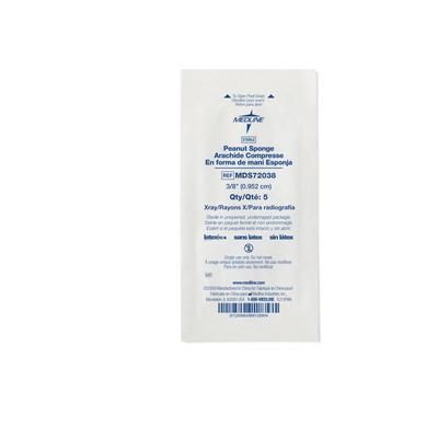 Medline X-Ray Detectable Sterile Peanut Sponge, Small, 3/8", 5/PK (MDS72038Z)