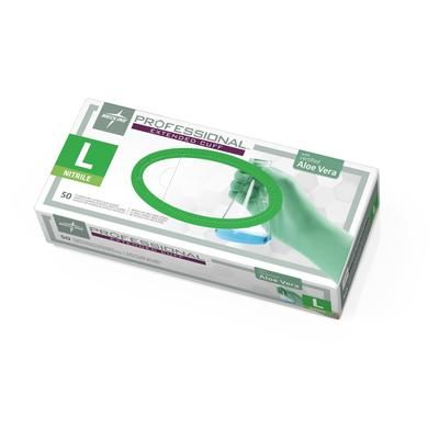 Medline Professional Powder-Free Textured Nitrile Exam Gloves with Aloe Vera, Size L, 12" Extended Cuff, 500/CS (PRO31773)