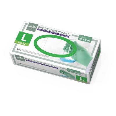 Medline Professional Powder-Free Textured Nitrile Exam Gloves with Aloe, Size L, 100/BX (PRO31763H)