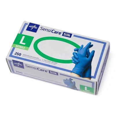 Medline SensiCare Silk Powder-Free Nitrile Exam Gloves, Size L, 250/BX (MDS7586H)