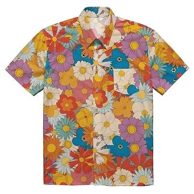Retrò Vintage Anni '70 Camicia Camicia Aloha Hippie Disco Floreale Margherita Costume Per uomo Mascherata Vacanza Feste Parata dell'Orgoglio Adulti Camicia