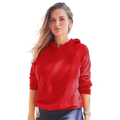 Plus Size Women's Baby French Terry Hoodie Cover Up by Swimsuits For All in Ruby (Size 22/24)