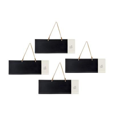 Get Cozy Memo/Chalkboard (Set of 4) 14.25" x 5"H Stoneware by Melrose in Black/beige