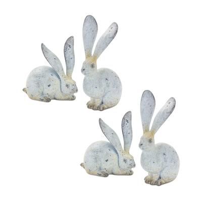 Rabbit (Set of 4) 5.5"H, 8.25"H Resin by Melrose in Grey/brown
