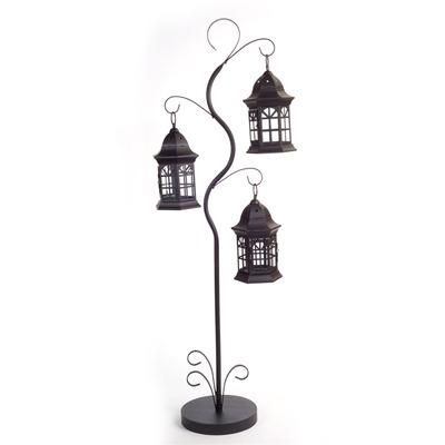 Triple Lantern Tree 51.25"H Metal by Melrose in Brown