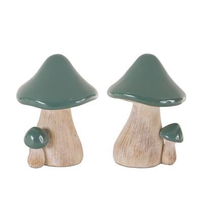 Mushroom (Set of 2) 4.25"L x 6.25"H Resin by Melrose in Green/brown