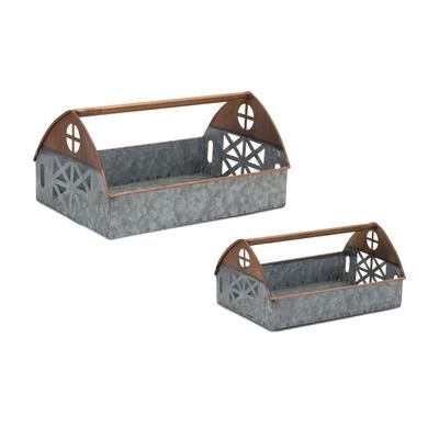 Caddy (Set of 2) 9.25"L x 4.5"H, 12.25"L x 6.25"H Iron by Melrose in Copper/silver