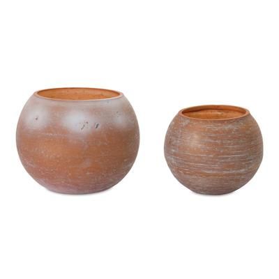 Votive Holder (Set of 2) 2.75"H, 4"H Glass by Melrose in Pink/brown