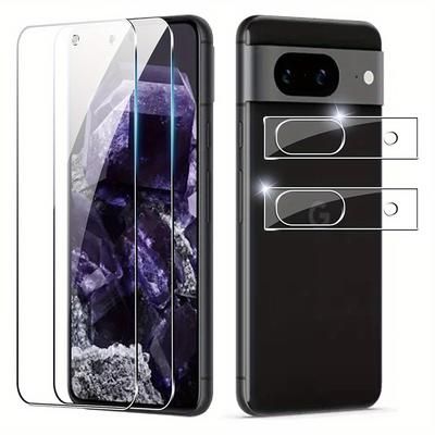 TEMU Suttkue 2pcs Tempered Glass Screen Protector For Pixel 8a/8/8 Pro - 9h Hardness, Resistant, Protection With Camera Cutouts
