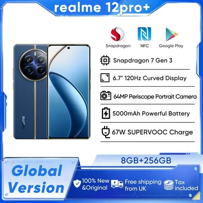 Global Version realme 12 Pro Plus 5G Smartphone 64MP Periscope Portrait Camera Snapdragon 7s Gen 2 120Hz Display 67W SUPERVOOC
