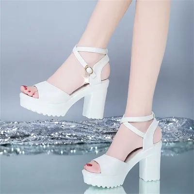Sandales à Talons Hauts et Semelles Compensées pour Femme, Chaussures à Bouche de Poisson