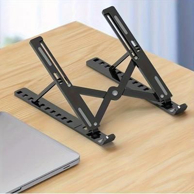 TEMU Versatile Adjustable Laptop Stand - Portable, Foldable Design With 10-level Height & Multi-angle Cooling Base, Durable Abs Material, Compatible With All Notebooks