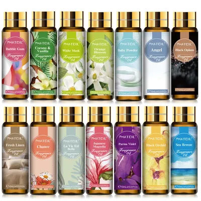 PHATOIL 10ml Fragrance Oil with Dropper White Musk Bubble Gum Sea Breeze Vanilla & Coconut Coffee Aromatherapy Fragrance Oils