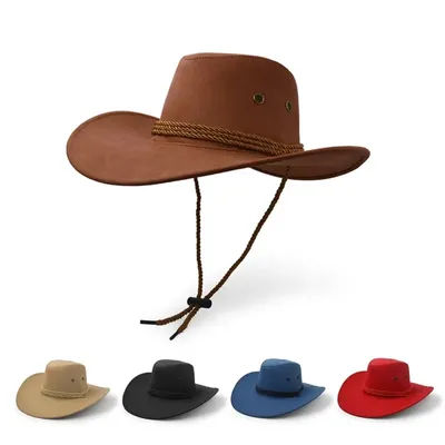 Chapeau de cowboy en similicuir pour hommes et femmes, casquettes de voyage, chapeaux occidentaux à la mode, chapeau de soleil