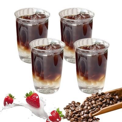 TEMU 4-pack Glass Iced Coffee Cups, Transparent, Washable, Ideal For Home, Office, Barbecue, Restaurant, Birthday & Party Supplies