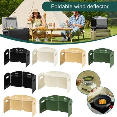 Folding Camping Gas Stove Windshield with Storage Layer Cassette Stove Windshield Ultra-Light Portable for BBQ Cooking