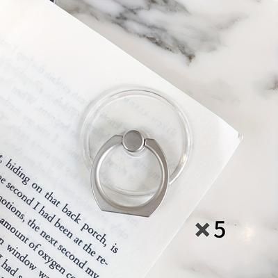 TEMU 5-pack Transparent 360° Rotating Mobile Phone Ring , Lazy Acrylic Ring Holder, Mixed Random Styles, Abs Material, Phone Stand Accessories