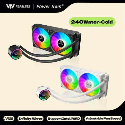Power Train DL-240A White/Black ARGB All -In -One Water -Cold Water Cooling Radiator 5V 3PIN ARGB Fan CPU Liquid Cooler