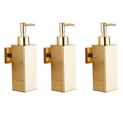 3X Liquid Soap Dispenser Bathroom Wall Mounted Gold Shower Gel Detergent Shampoo Bottle For Kitchen Hotel Home