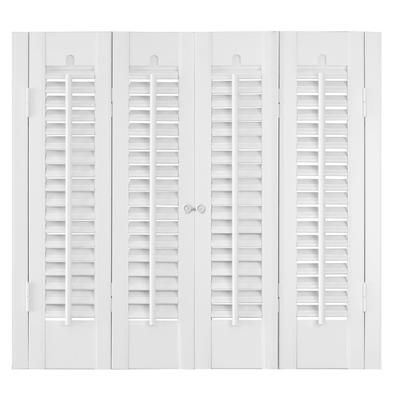 Wide Width Classic Interior Faux Wood Shutters White by Whole Space Industries in White (Size 27" W 28" L)