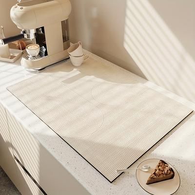 TEMU 1pc, Drain Pad, Modern Simple Drying Mat, Drain Mat, Kitchen Countertop Absorbent Non-slip Mat, Coffee Machine Bar Heat Insulation Mat, Kitchen Supplies