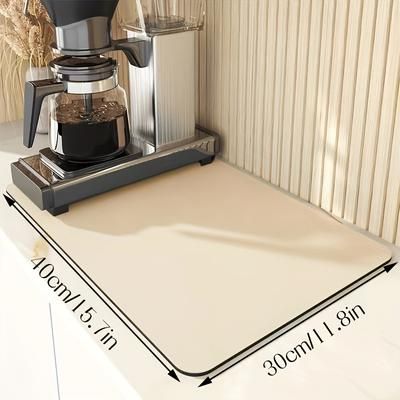 TEMU 1pc Absorbent Non-slip Kitchen Countertop Drying Mat - Ideal For Coffee Machines, Dishes & Pet Feeding - Rubber , Table Protection & Home Organization, Dish Drying Mat