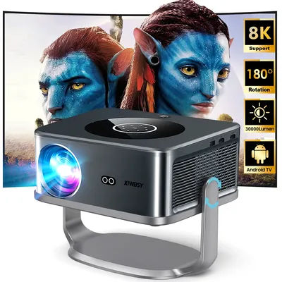 XIWBSY 30000Lumens LED Projector 4K WiFi6 Bluetooth Projector 8K Video Android Projector Smart Home Theater Protable Proyector