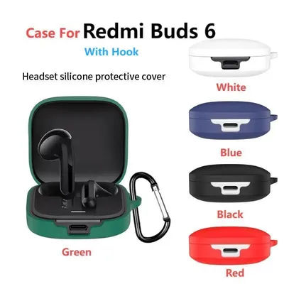 Silicone Protective Case For Redmi Buds 6 Headset Soft Case Charging Bag Headset Case Storage Bag Hook