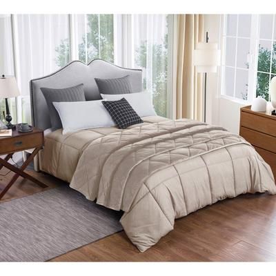 2pc Velvet Blanket & Down Alternative Comforter Set, Tan by St. James Home in Tan (Size KING)