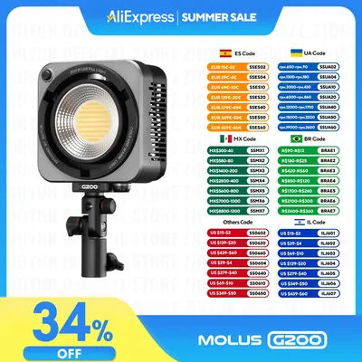 ZHIYUN Official MOLUS G200 200W COB LED Video Light Photography Lighting 2700K-6500K Bi-Color APP