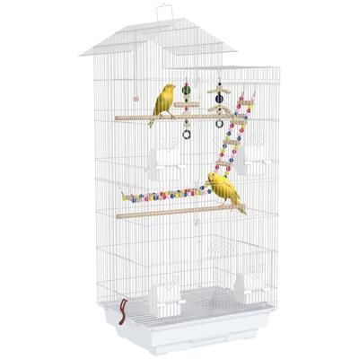 TEMU Bird Cage For Budgies, W/ Accessories, Toys, Tray, Handle, 46 X 36 X 100cm -white
