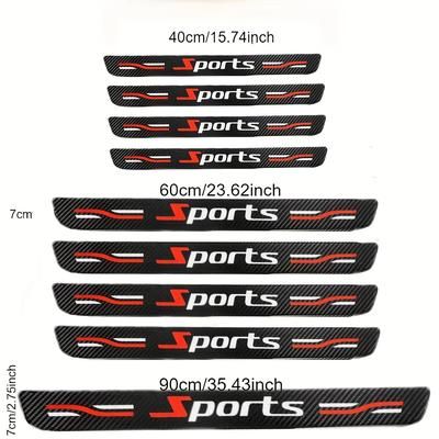 TEMU 9-pack Sports Style Car Door Sill Protectors, Universal Fit Scratch And Collision Protection, Trunk Decorative Strips, 35.43 Inches
