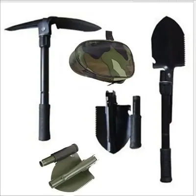 Camping Tent Outdoor Shovel Foldable 5in-1 Portable Truck Mounted Engineer Shovel Self-defense Survival Tool Compass Storage Ba