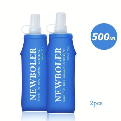 TEMU 2pcs 500ml Leakproof Foldable Water Bottles, Tpu Material, Lightweight, With Flip Cap, For Sports, Running, Travel, And Fitness