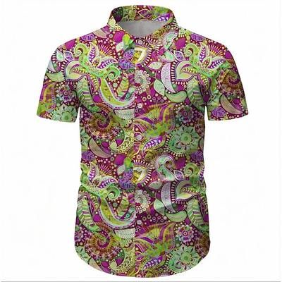 Retrò Vintage Anni '70 Camicia Camicia Aloha Hippie Disco Paisley Etnico Costume Per uomo Mascherata Vacanza Feste Parata dell'Orgoglio Adulti Camicia