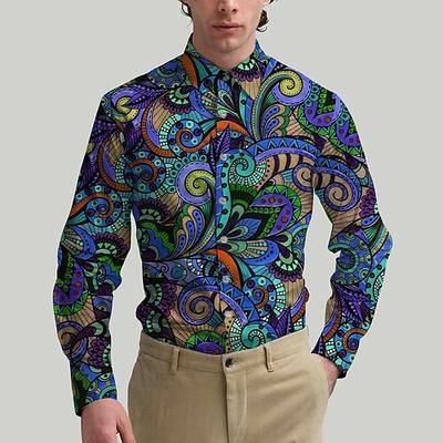 Retrò Vintage Anni '70 Camicia Camicia Aloha Hippie Paisley Costume Per uomo Mascherata Feste Abbigliamento quotidiano Parata dell'Orgoglio Adulti Camicia