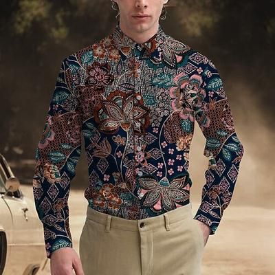Retrò Vintage Anni '70 Camicia Camicia Aloha Hippie Paisley Costume Per uomo Mascherata Feste Abbigliamento quotidiano Parata dell'Orgoglio Adulti Camicia
