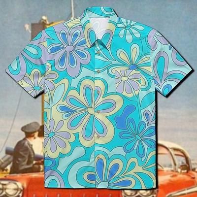 Retrò Vintage Anni '70 Camicia Camicia Aloha Hippie Disco Floreale Costume Per uomo Mascherata Vacanza Feste Parata dell'Orgoglio Adulti Camicia