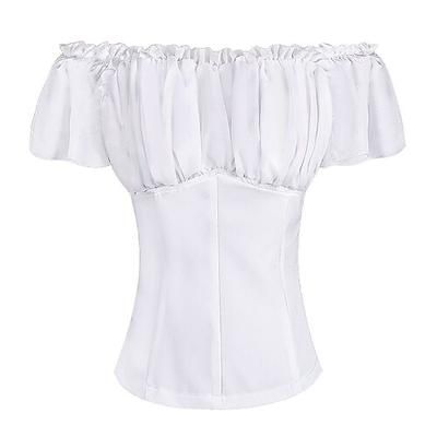 Retrò Vintage Rococò Rinascimento Blusa / Camicia Pizzo Fiocco Tinta unica Costume Per donna Costumi da pirata Reale Mascherata Casual Quotidiano Adulti Blusa