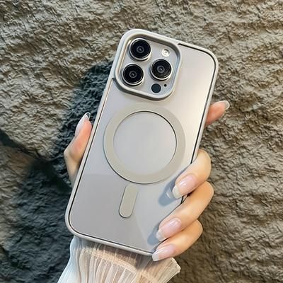 TEMU Luxury Transparent Acrylic Magnetic Mobile Phone Case Suitable For Iphone 16 15 14 11 Pro 15 14 Plus Shockproof Wireless Charging Magnetic Protection Cover