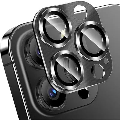 9999D Metal Tempered Glass Full Coverage Camera Lens Protector for iPhone 16 Pro Max 15 Pro 14 Plus Black Protection Accessories
