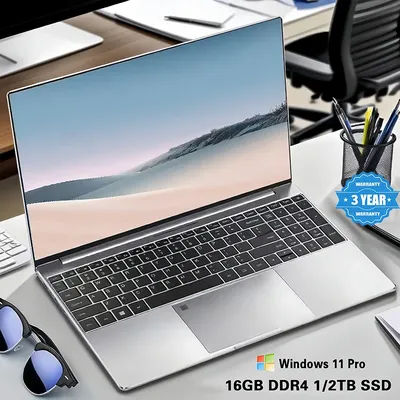 Fingerprint Unlock Notebook Windows 11 Portable Laptop Celeron N4000 15.6 Inch 16GB RAM 1TB SSD Office Computer