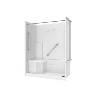 Dreamline DreamLine Accessible Living Alliance Plus Shower Kit, RH Drain, with Grab Bars and Curtain Rods, Stainless Steel DALD6032R00X08