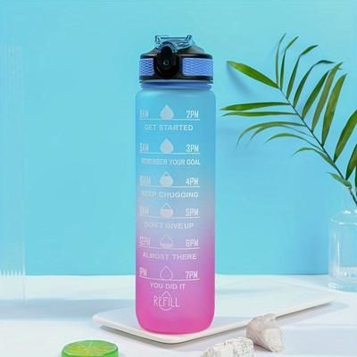 TEMU Stylish Gradient Space-themed Insulated Water Bottle With Digital Display - Portable, Leak-proof, And Lockable Lid For Fitness And Outdoor Use, Outdoor Hydration|futuristic Design