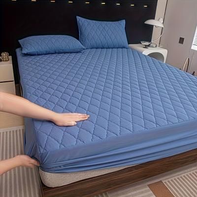 TEMU 1pc Diamond-pattern Thickened Mattress Cover (without Pillow Core And Pillowcase), And Comfortable Thickened Mattress Protector, Suitable For Bedrooms, Guest Rooms, And Hotel Mattress Protection.