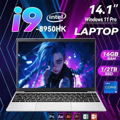 14.1" Windows 11 Pro intel core i9 8950hk laptop16GB RAM 1/2TB SSD gaming laptops 1920*1080 Notebook computer Office laptop