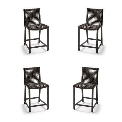 Isola 4-pc. Counter Stool in Black Aluminum & Black Walnut Wicker - Frontgate