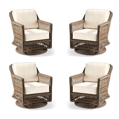 Hampton 4-pc. Swivel Lounge Chair in Driftwood Wicker - Standard, Olivier Sand - Frontgate